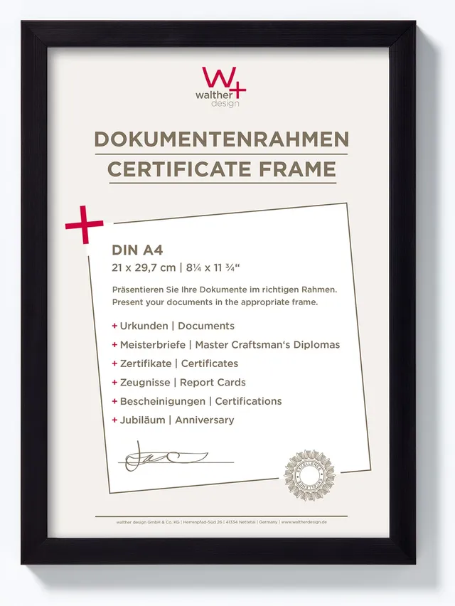 walther design Construction JK130B cadre photo A4 noir 21x29,7