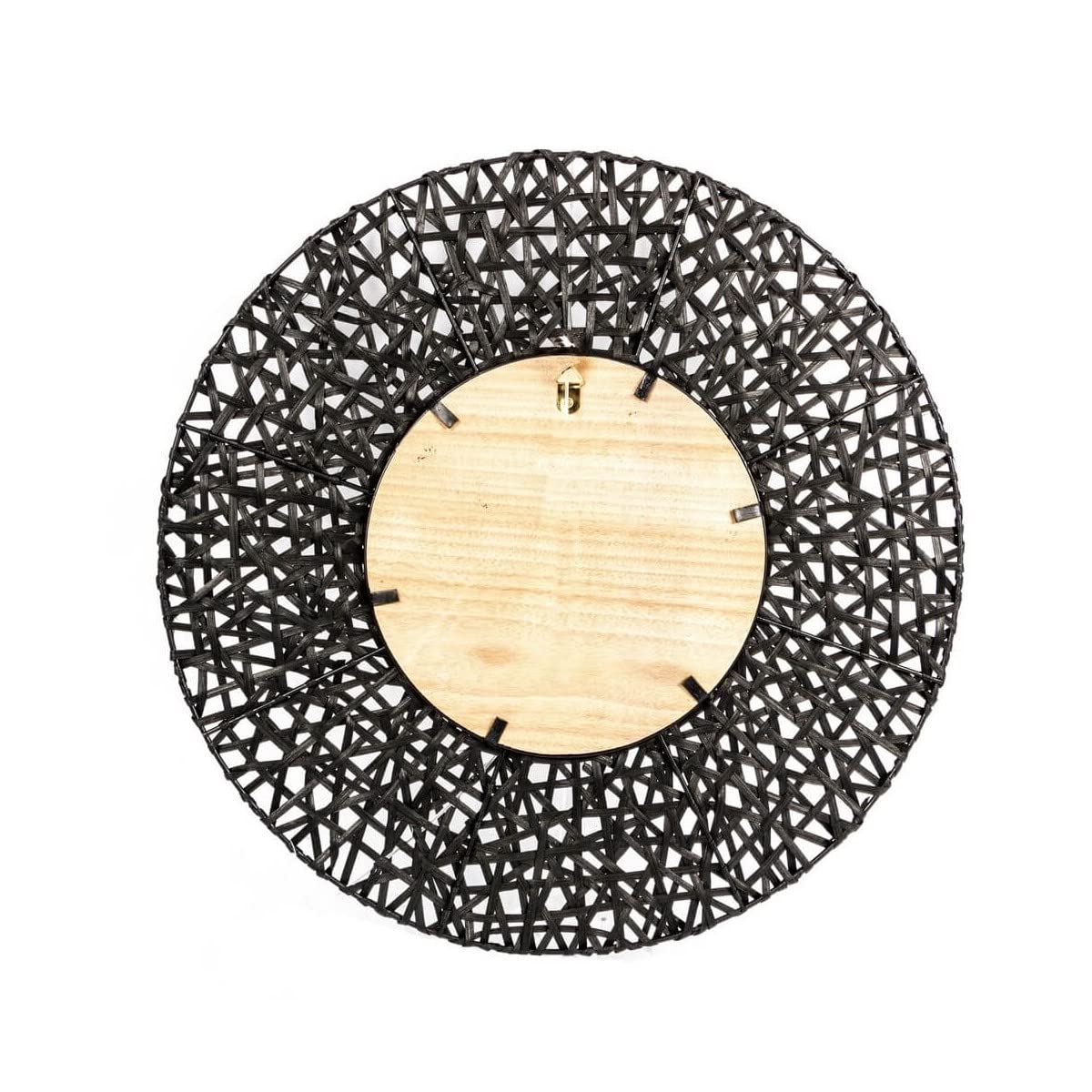 Brio Pretoria miroir rond 55 cm bois massif noir