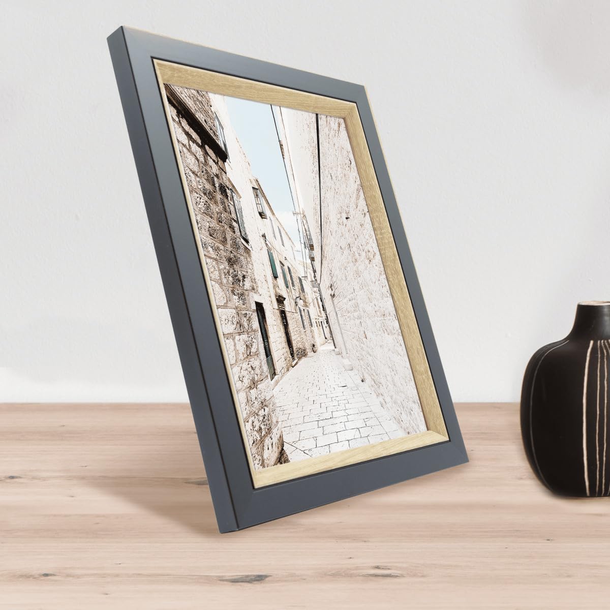 Ceanothe Actual 18x24 cadre photo noir et bois incassable