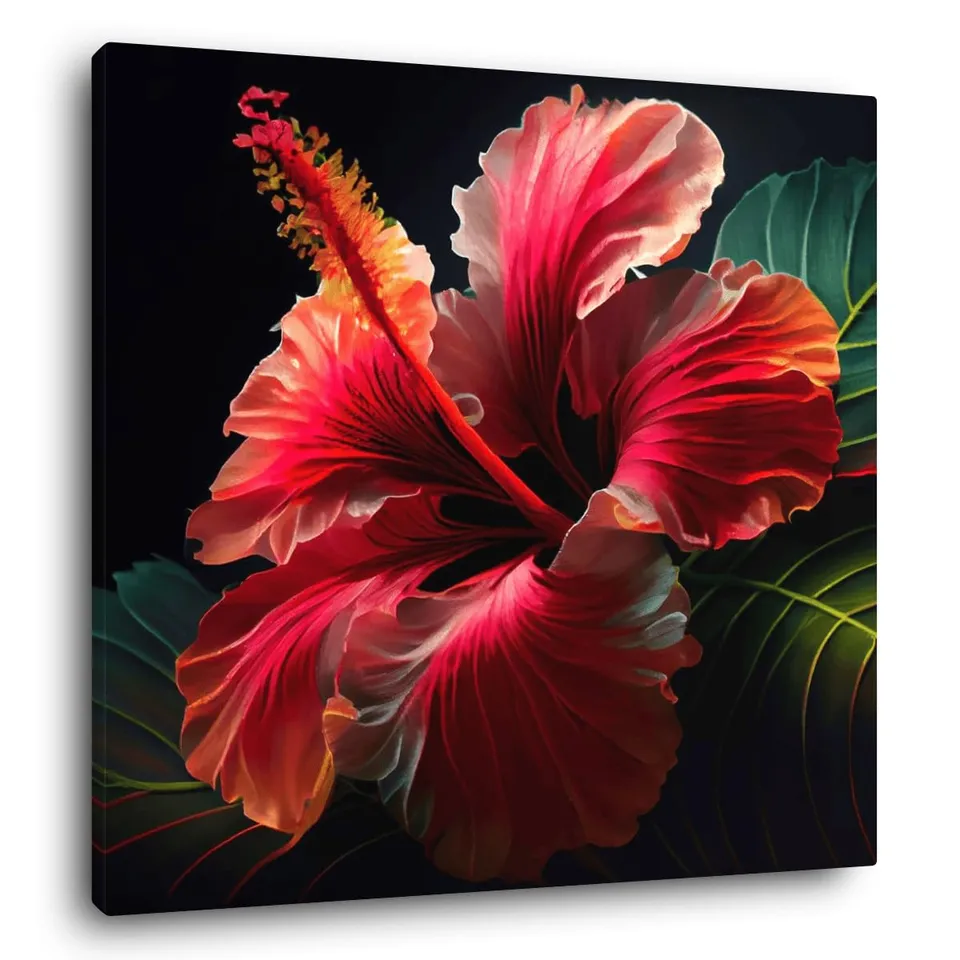 Ceanothe Hibiscus tableau toile 45x45 cm mat