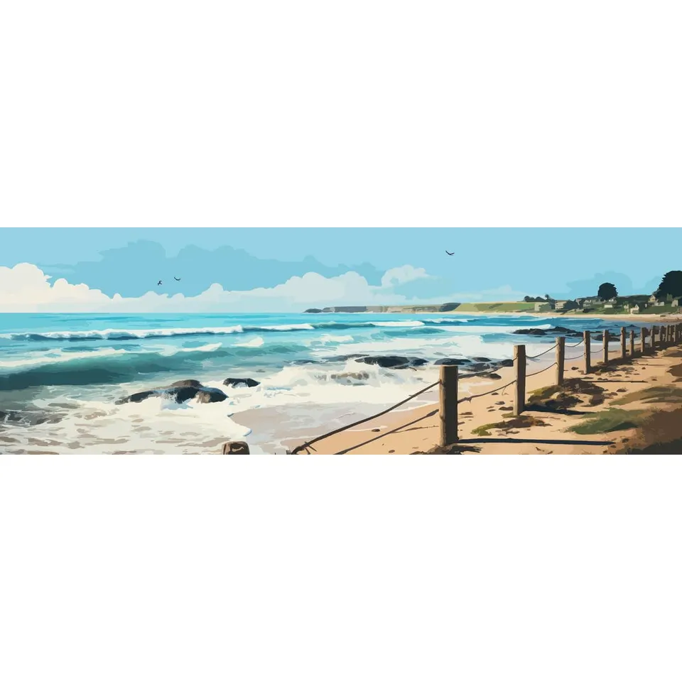 Ceanothe Vague rocheuse tableau toile 30x97 cm mat
