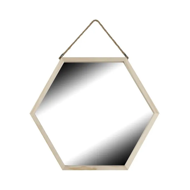 Ceanothe Carelie 106605 miroir hexagonal 48,5x42 cm bois