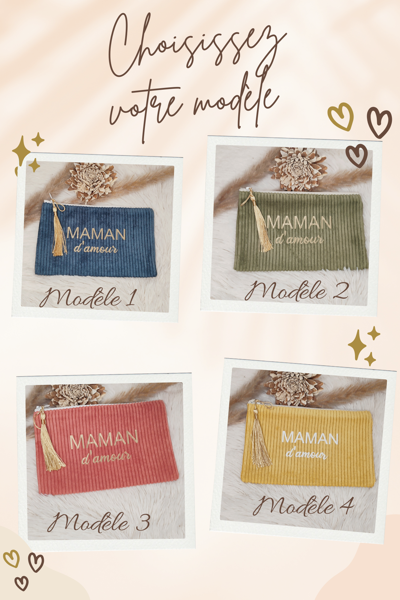 Creat’Angel pochette Maman d’amour velours zippée