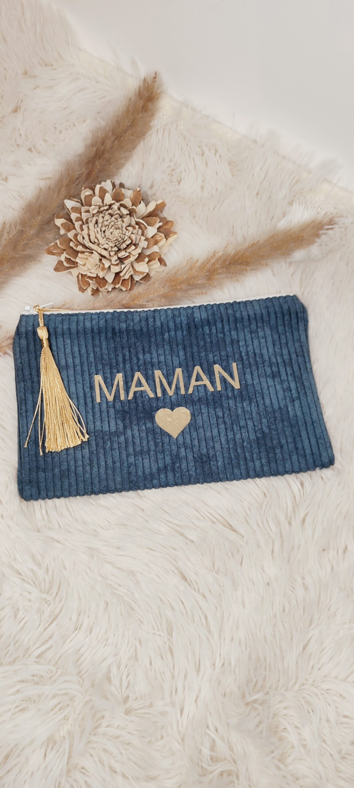 Creat’Angel Pochette Maman Trousse Velours Côtelé Unique