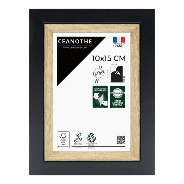 Ceanothe Actual 10x15 cm cadre photo noir et bois à poser