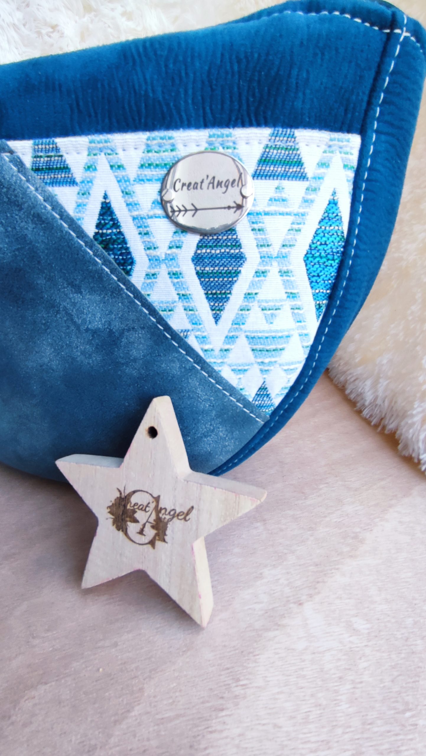 Creat’Angel Graziella sac bleu simili cuir 30 cm