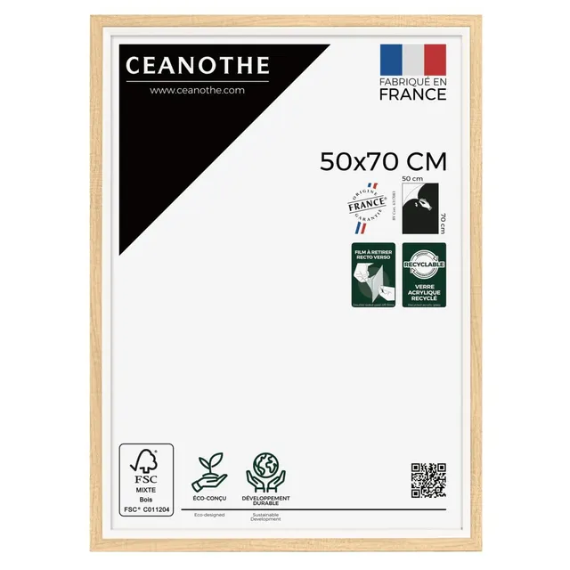 Ceanothe Actual 50x70 cm cadre photo brut et blanc incassable