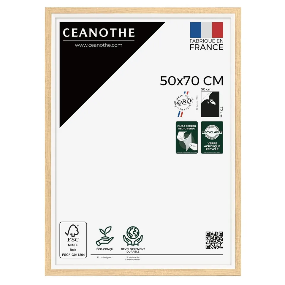 Ceanothe Actual 50x70 cm cadre photo brut et blanc incassable