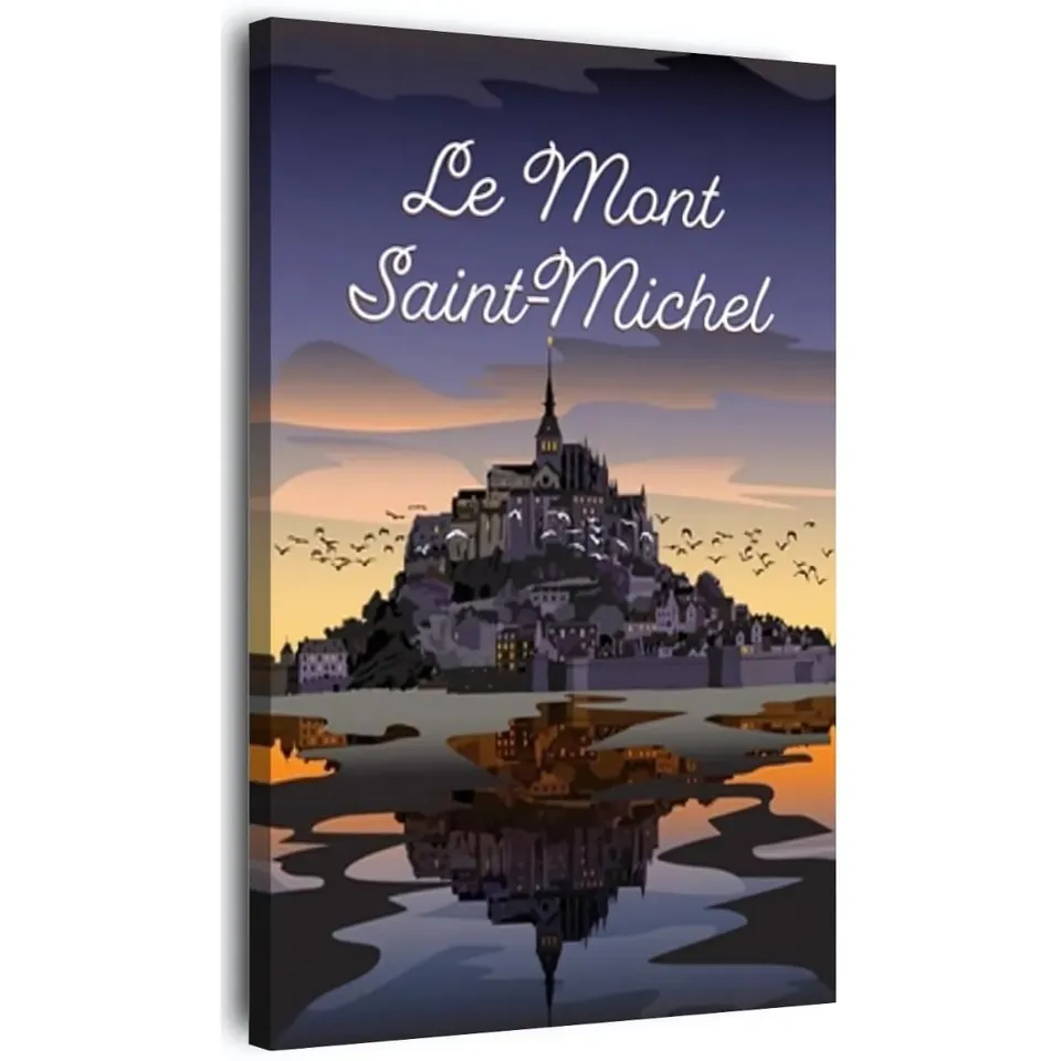 Ceanothe Art de nos régions Mont-Saint-Michel tableau toile 45x65 sunset