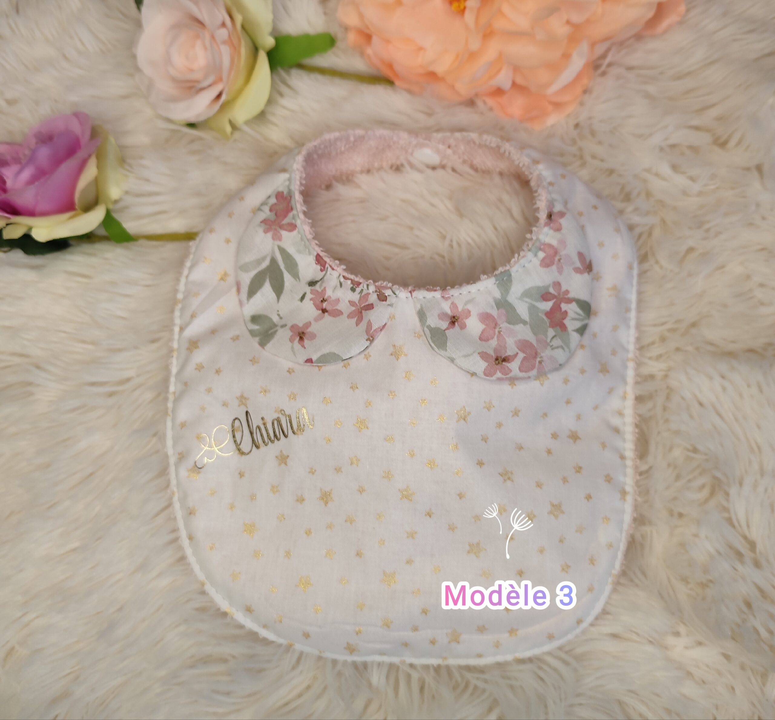 Creat’Angel bavoir bébé coton prénom personnalisé