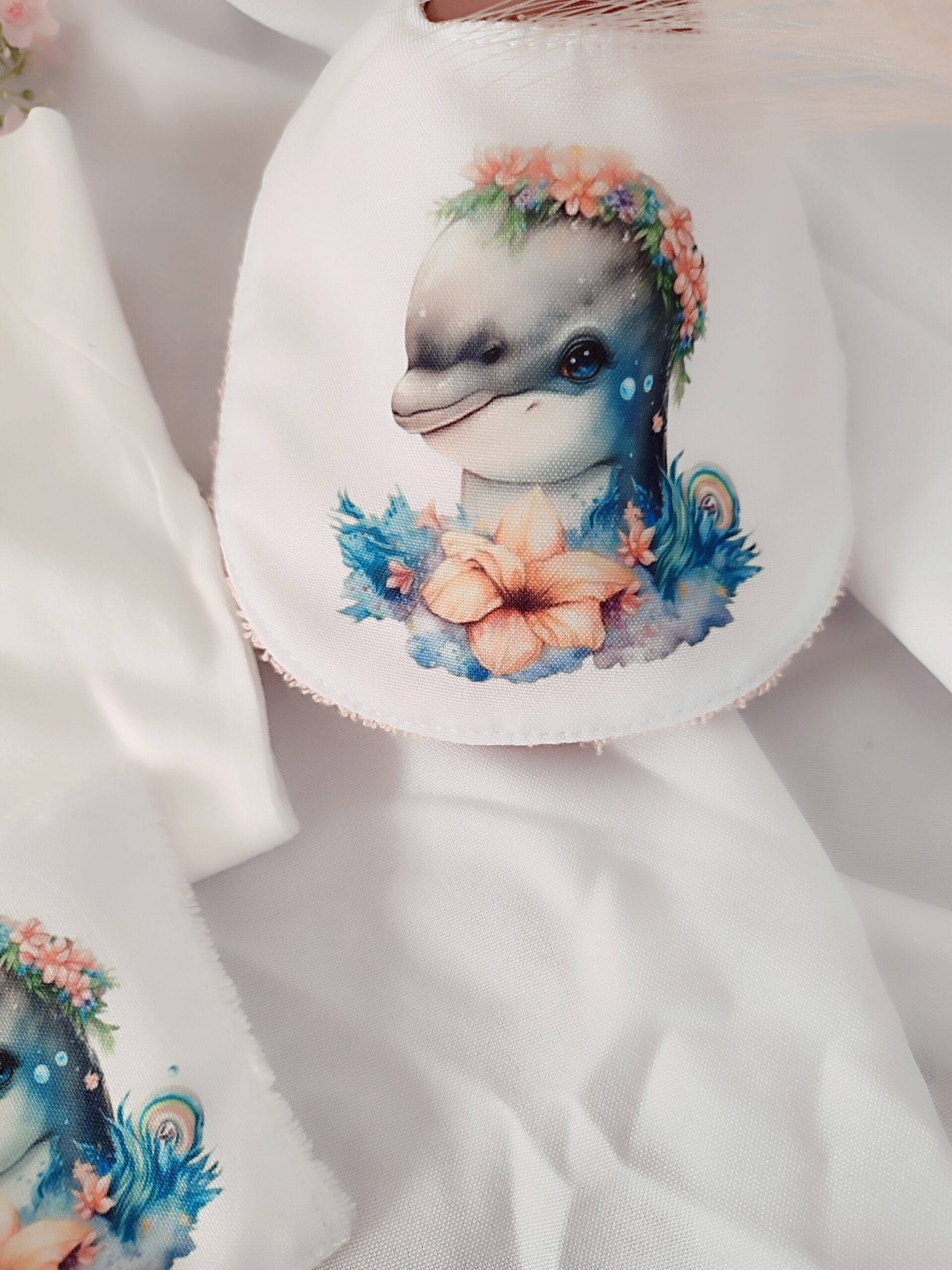 Creat’Angel coffret naissance dauphin body bavoir coton