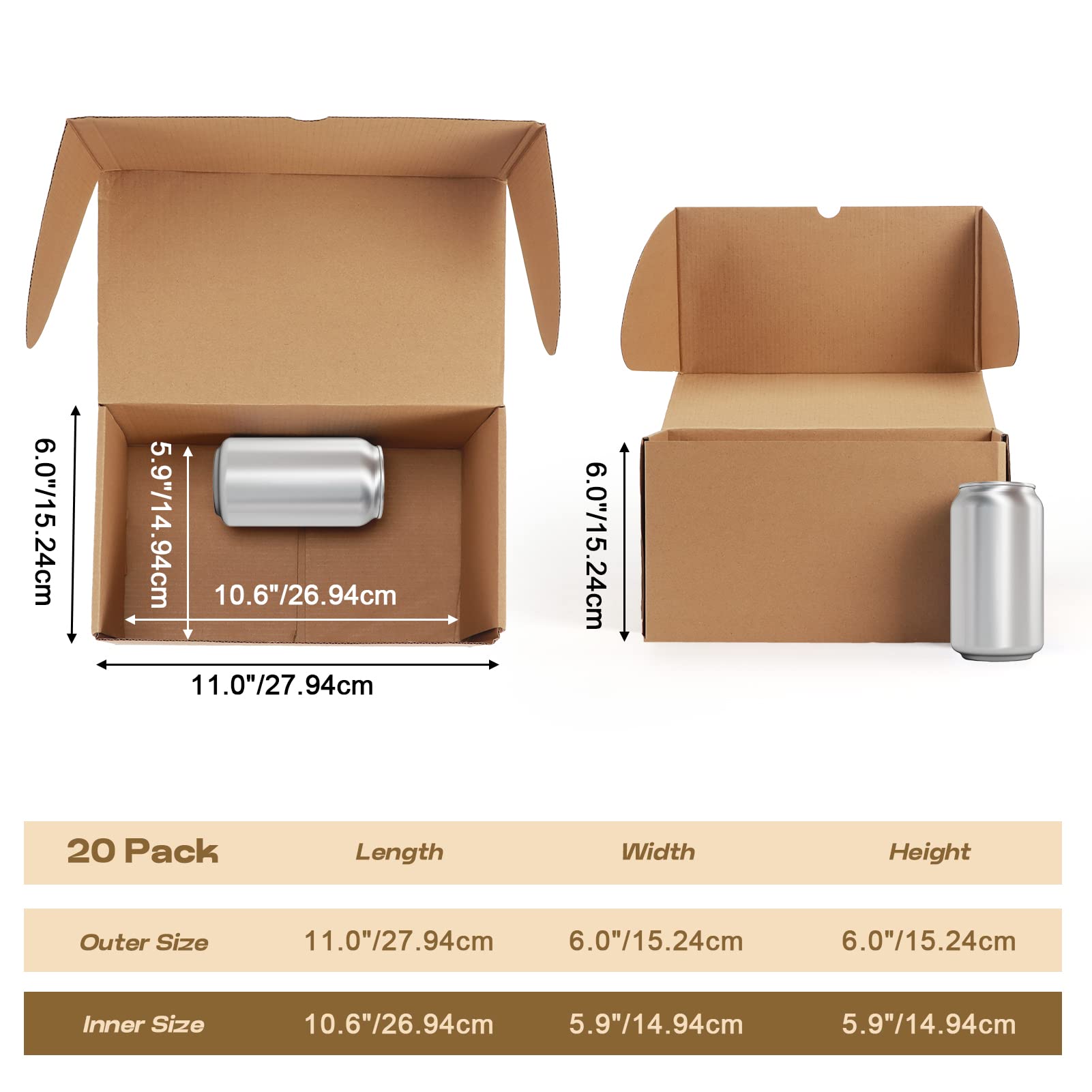 EYMPEU boîte carton 28x15,3x15,3 cm lot 20 brune triple cannelure