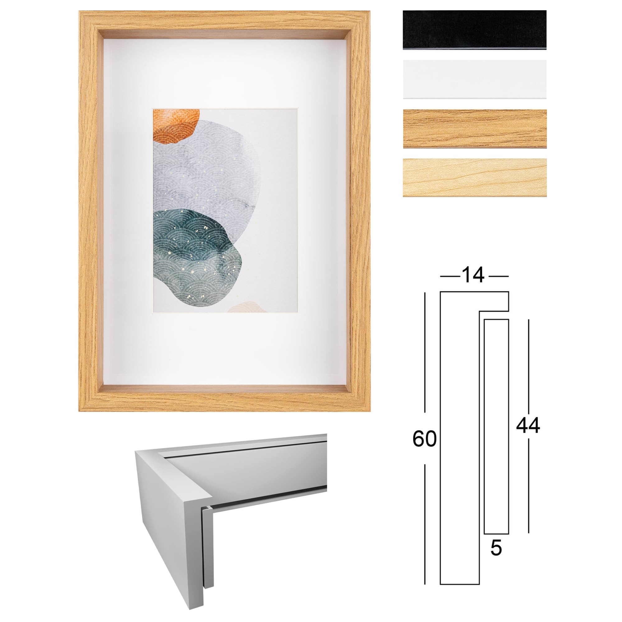 walther design Shape 3D HNX130B cadre photo noir 21x29,7 cm bois