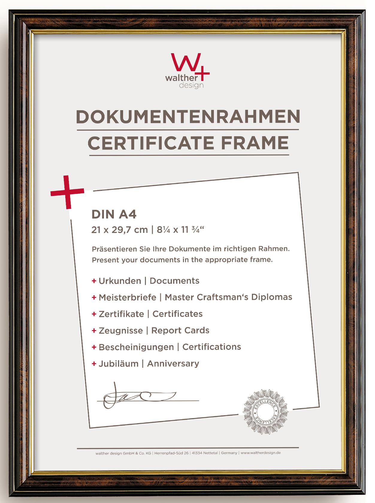 walther design Smell JD318N cadre photo noyer 13x18 cm