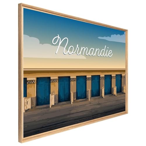 Ceanothe Cabines Normandie tableau encadré 65x97 cm mat
