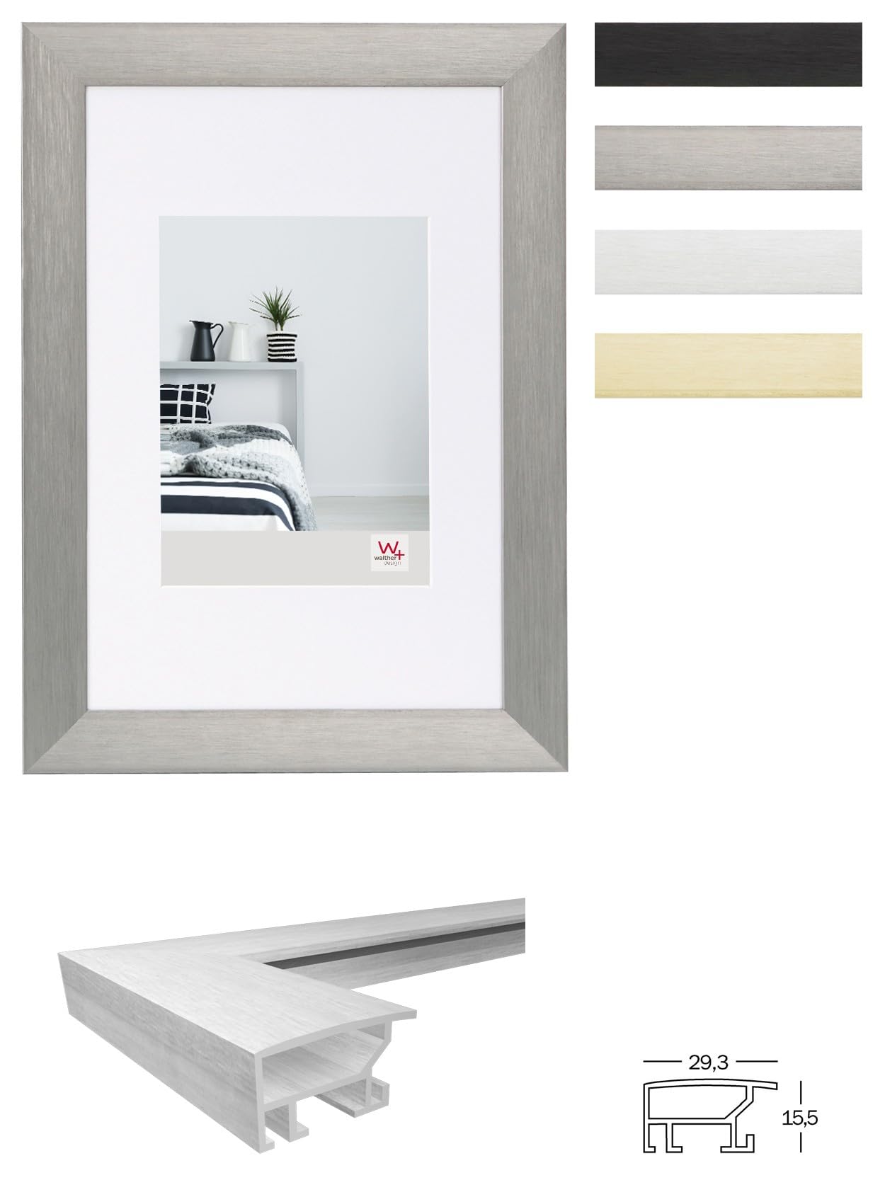 Walther Design Aluline AL040S cadre photo 30x40 cm argent aluminium