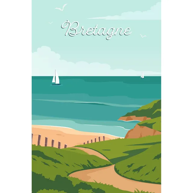 Ceanothe Bretagne tableau sur toile illustration 30x45 cm mer
