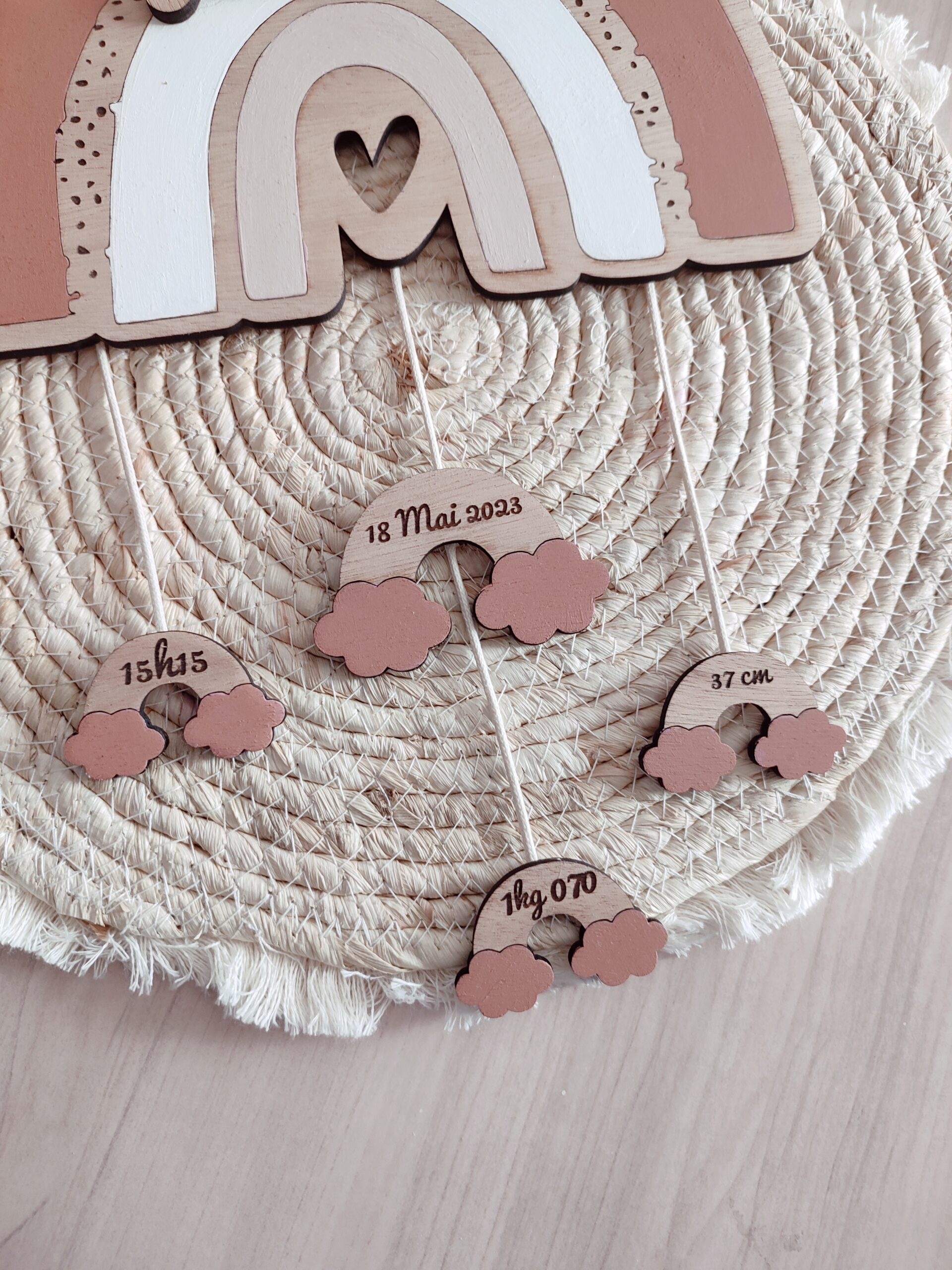 Creat’Angel arc-en-ciel suspension naissance personnalisée 26x36 cm
