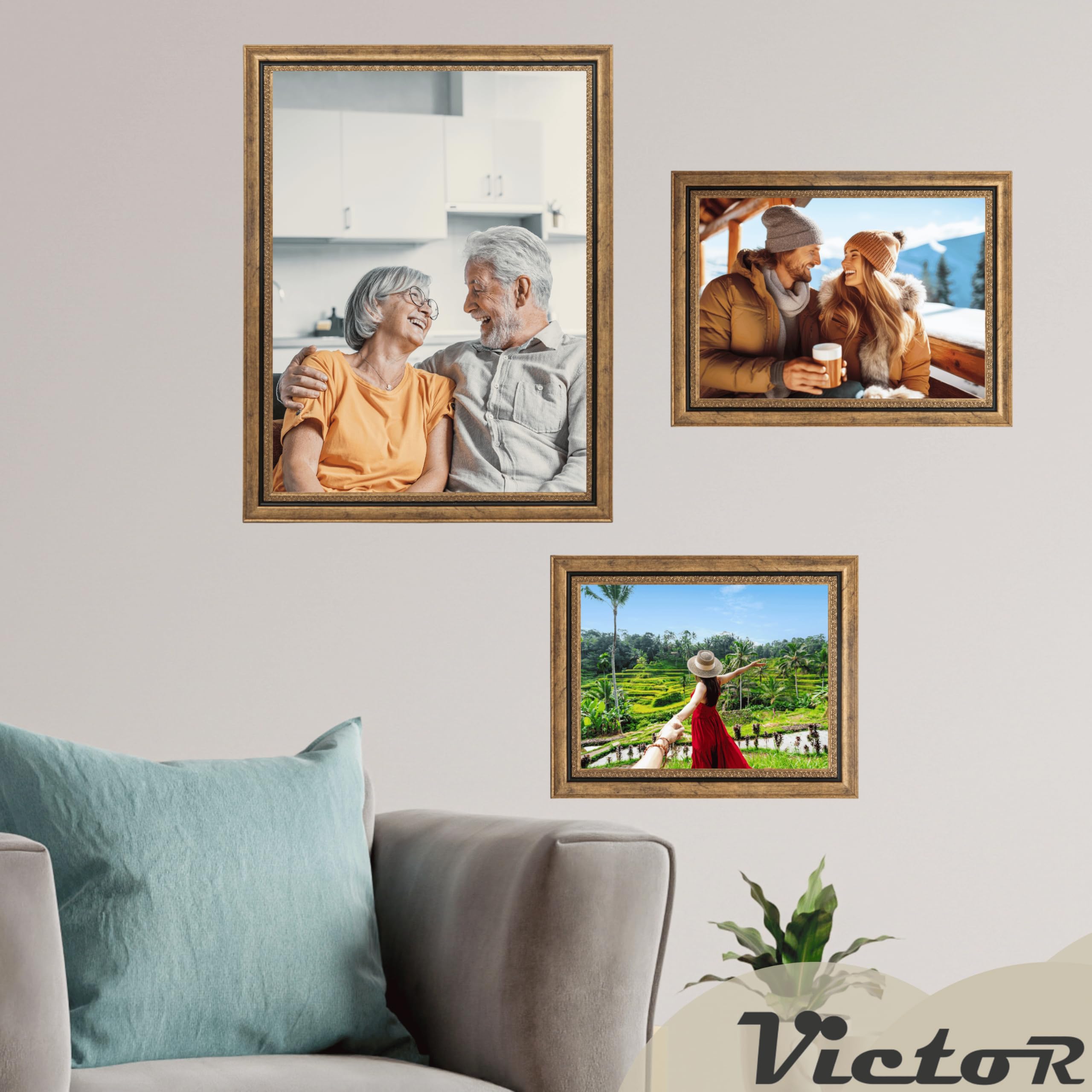 Victor Boho cadre photo or 10x15 cm effet bois