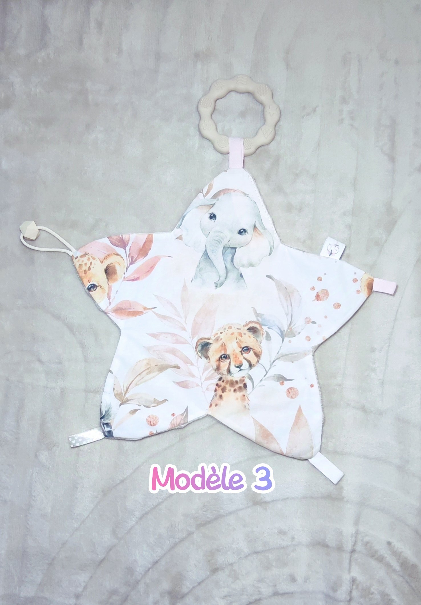 Creat'Angel Doudou Étoile Bébé Anneau Dentition Silicone