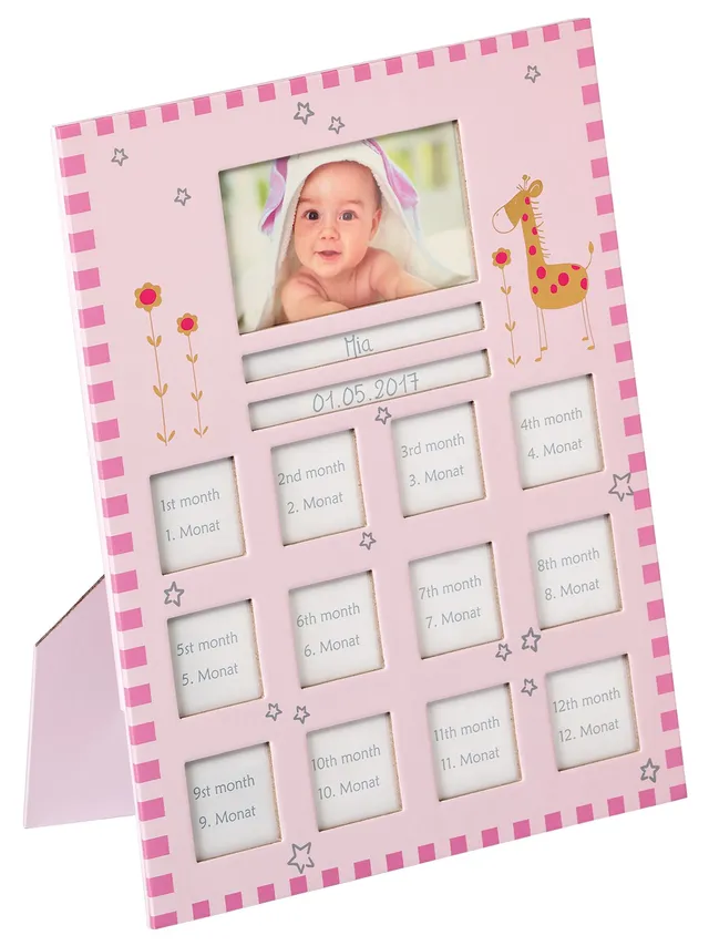 walther design Baby Animal BR148R cadre photo bébé rose girafe
