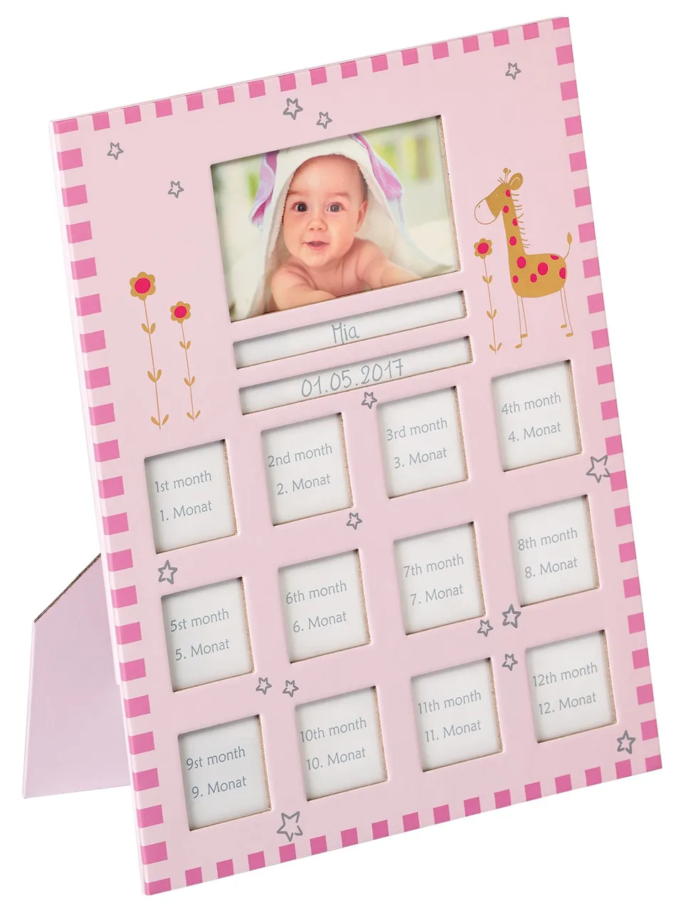 walther design Baby Animal BR148R cadre photo bébé rose girafe