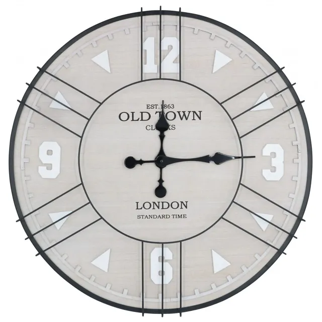 Ceanothe London 60 cm horloge murale noir et bois silencieuse