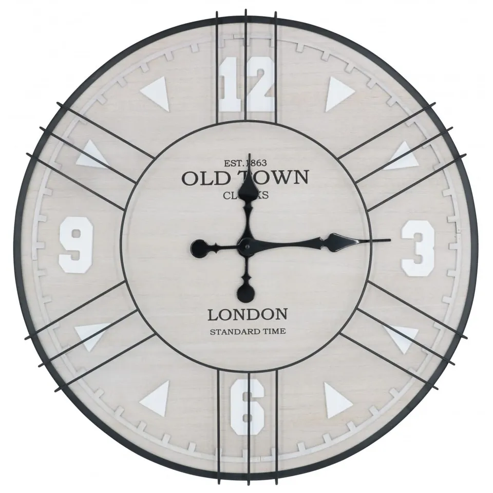 Ceanothe London 60 cm horloge murale noir et bois silencieuse