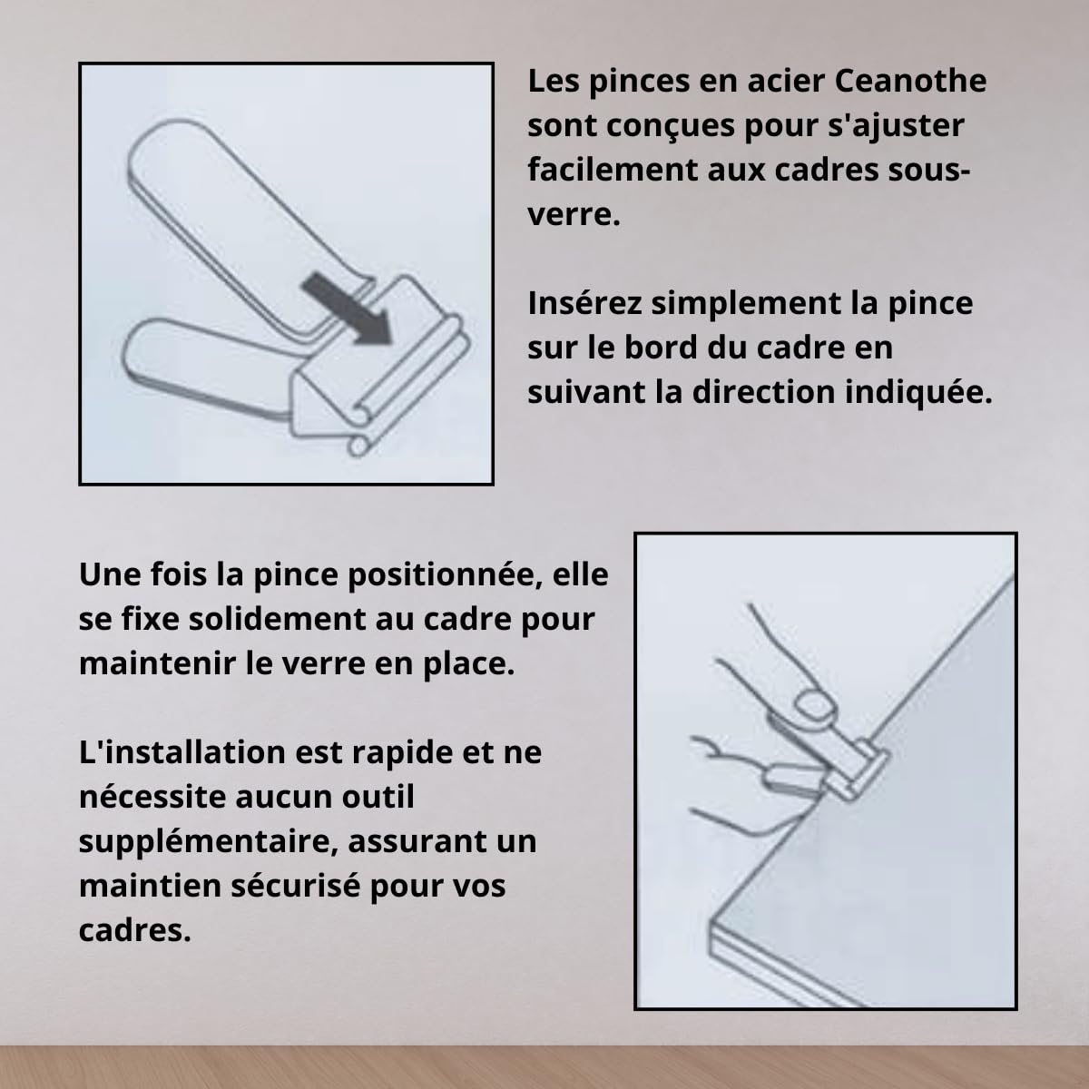 Ceanothe pinces sous-verre acier 7 mm lot de 6