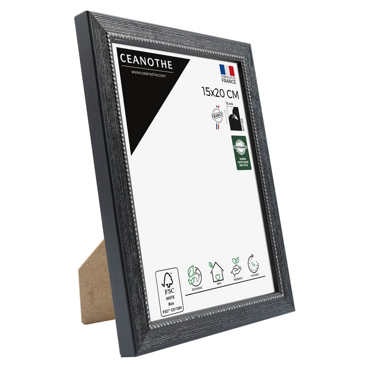 Ceanothe Brio cadre photo 15 x 20 cm noir bois satiné