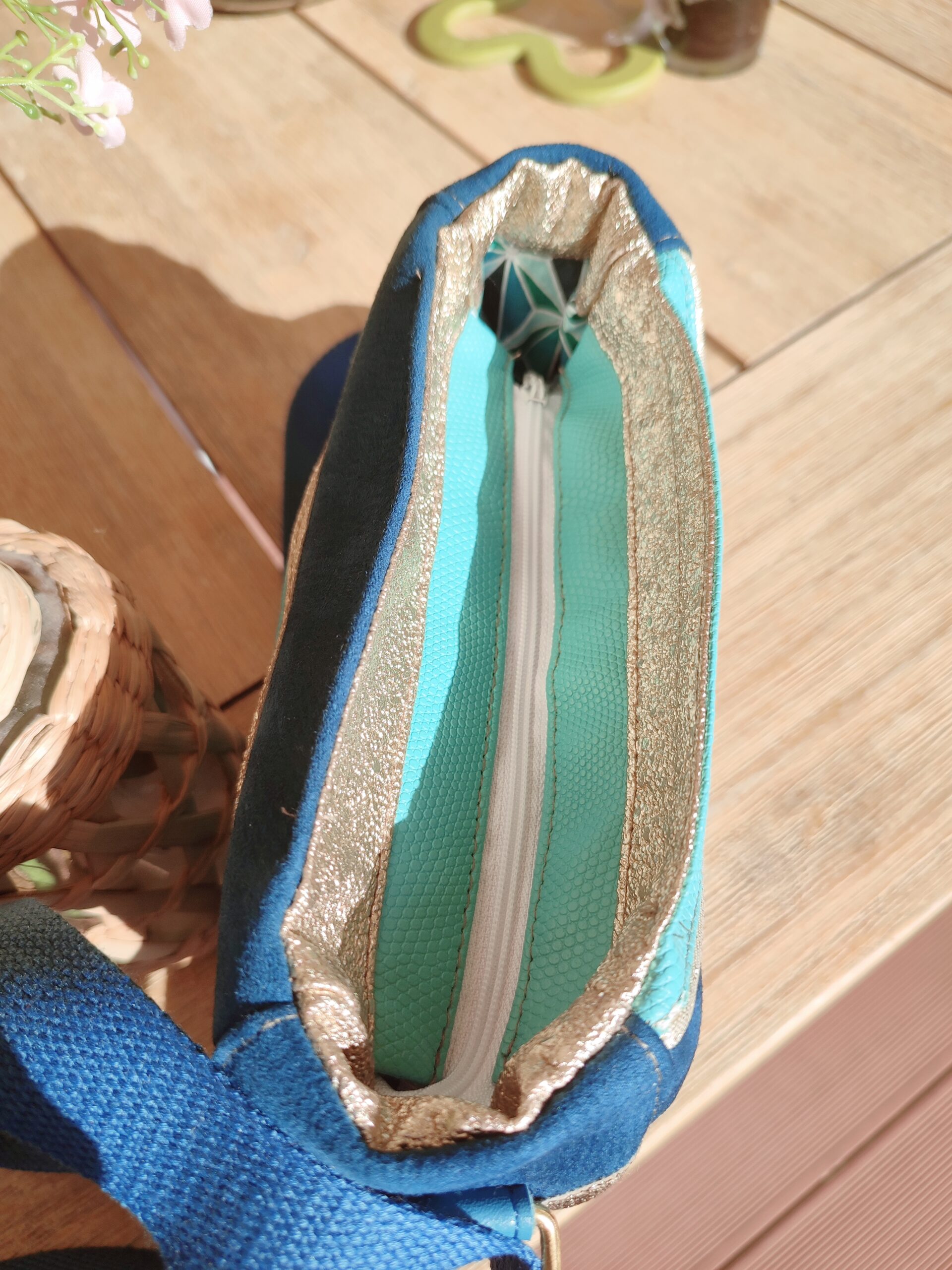 Creat’Angel Sac Katia bandoulière bleu doré 19 cm