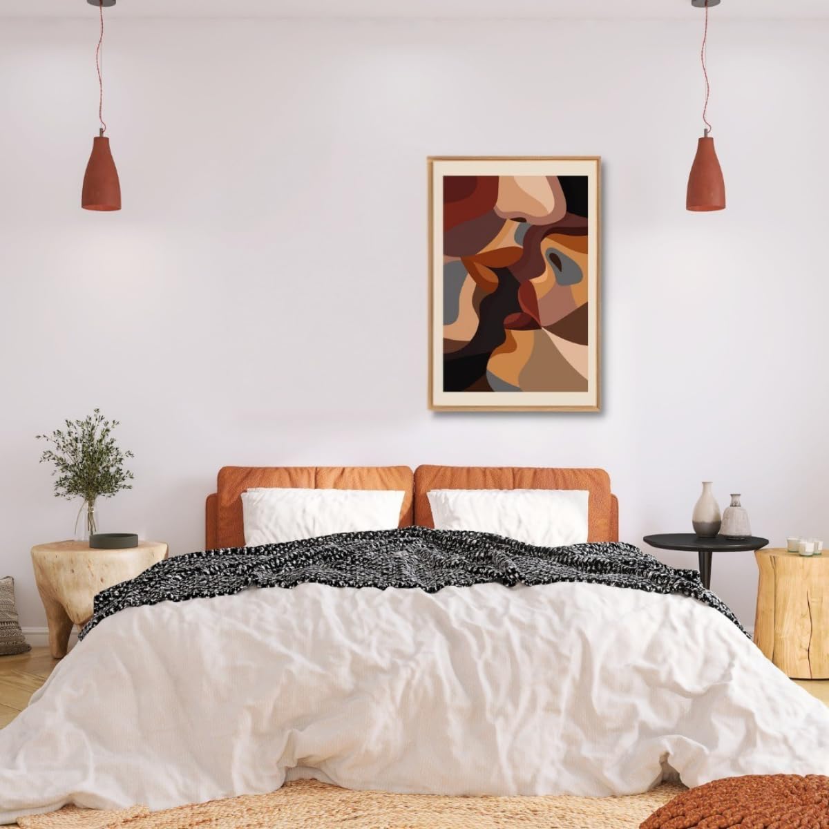 Ceanothe Visages tableau mural encadré 65x97 cm bois