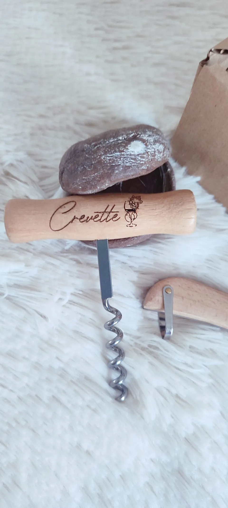 Creat’Angel tire-bouchon en bois gravé 10 cm