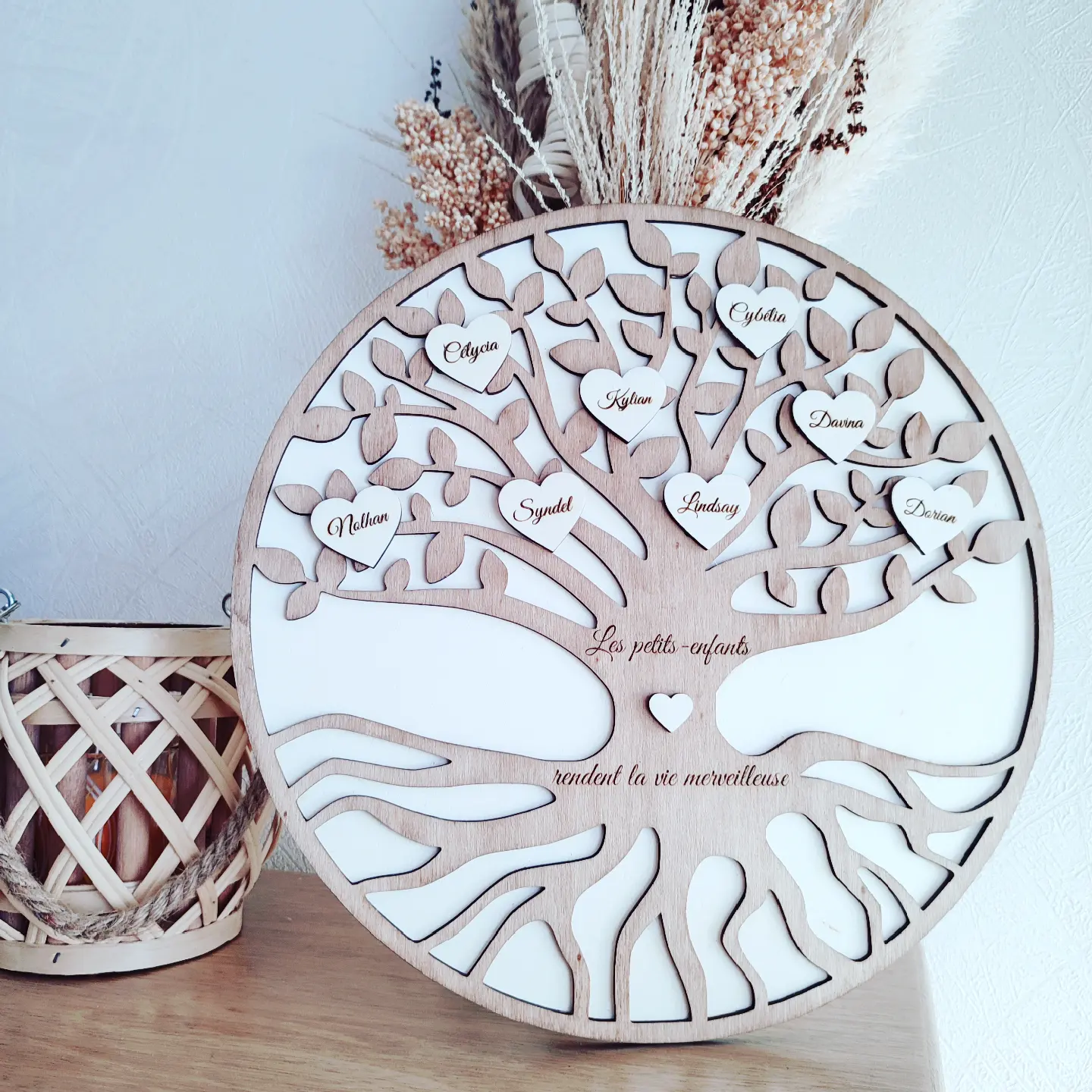 Creat’Angel arbre de vie personnalisé bois 30 cm 14 prénoms