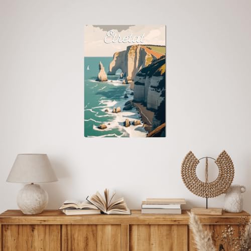Ceanothe Falaise Etretat tableau sur toile illustration 30x45 cm