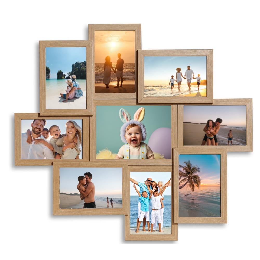 Victor cadre photo collage bois beige 9 photos 10x15
