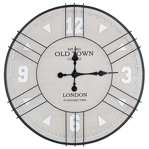 Ceanothe London 60 cm horloge murale noir et bois silencieuse