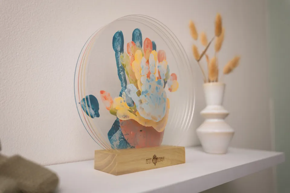 Petit Artichaut Family Colors tableau empreintes 5 panneaux