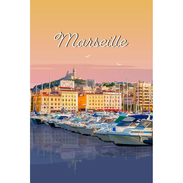 Ceanothe Art de nos régions Port de Marseille tableau toile 45x65 port