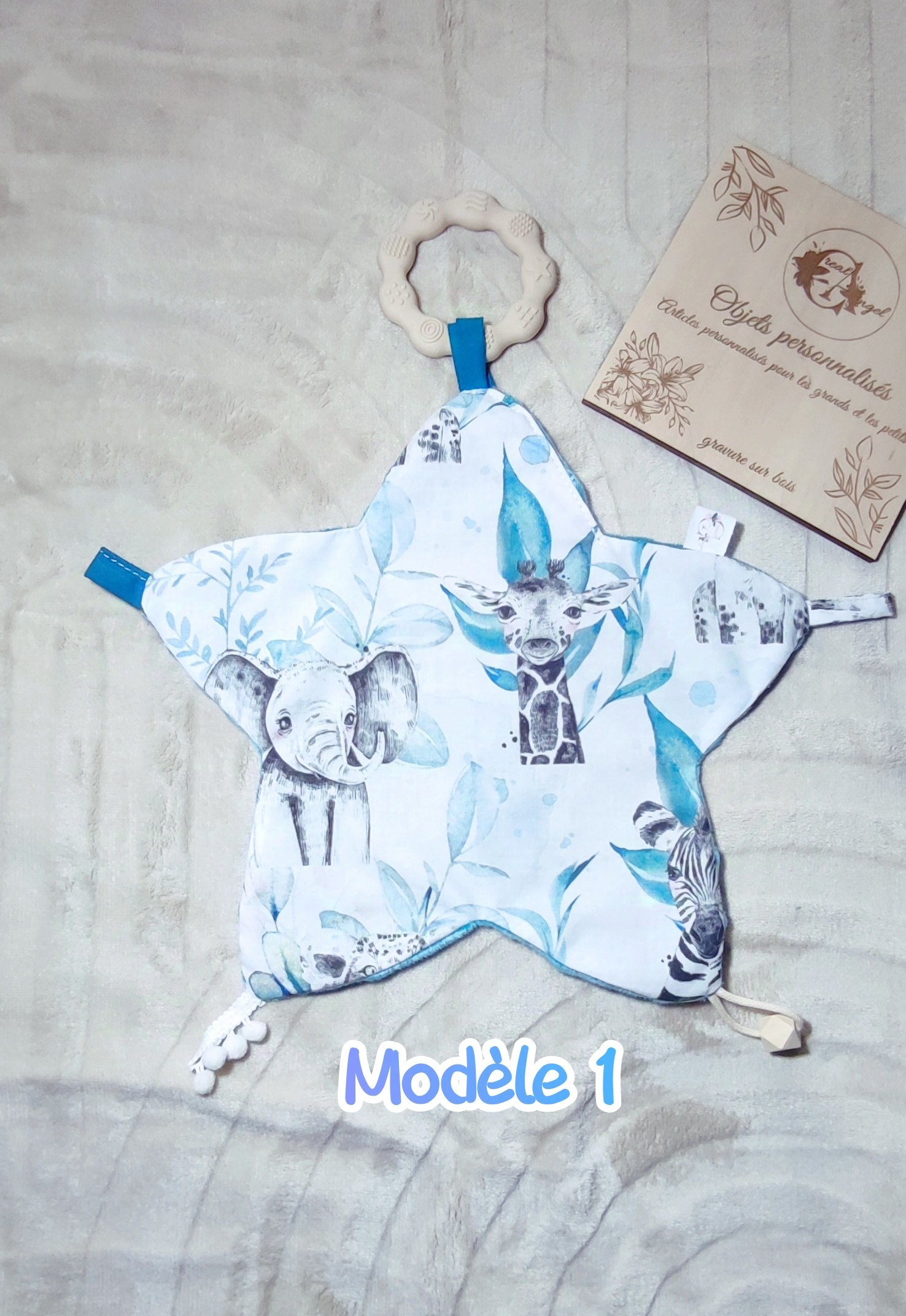 Creat'Angel Doudou Étoile Bébé Anneau Dentition Silicone