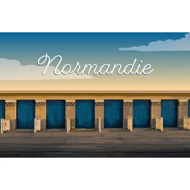 Ceanothe Art de nos régions Cabines Normandie tableau toile 30x45 cm