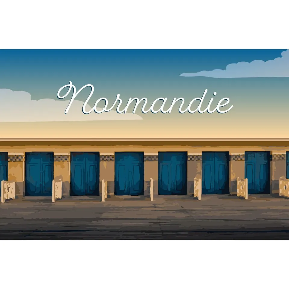 Ceanothe Art de nos régions Cabines Normandie tableau toile 30x45 cm