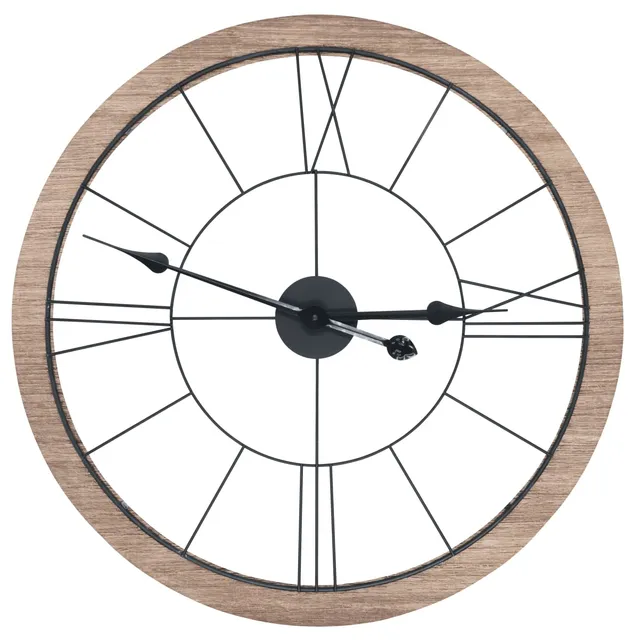 Ceanothe City 35118 horloge murale 60 cm noir bois silencieuse