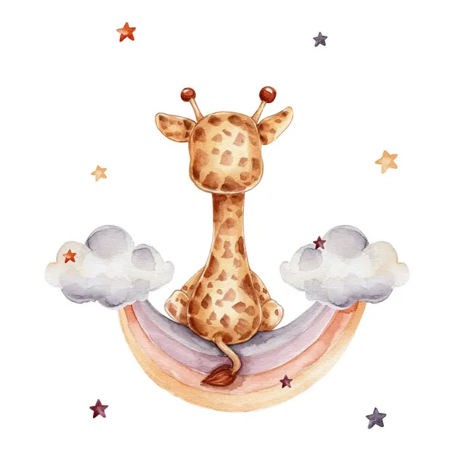 Ceanothe Girafe Rêveuse tableau sur toile 30x30 cm chambre bébé