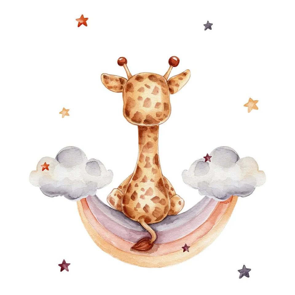 Ceanothe Girafe Rêveuse tableau sur toile 30x30 cm chambre bébé