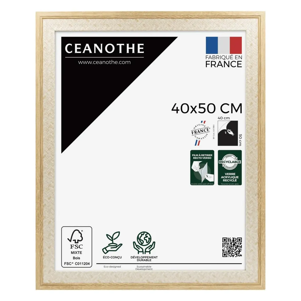 Ceanothe Palma cadre photo cannage brut 40x50 cm